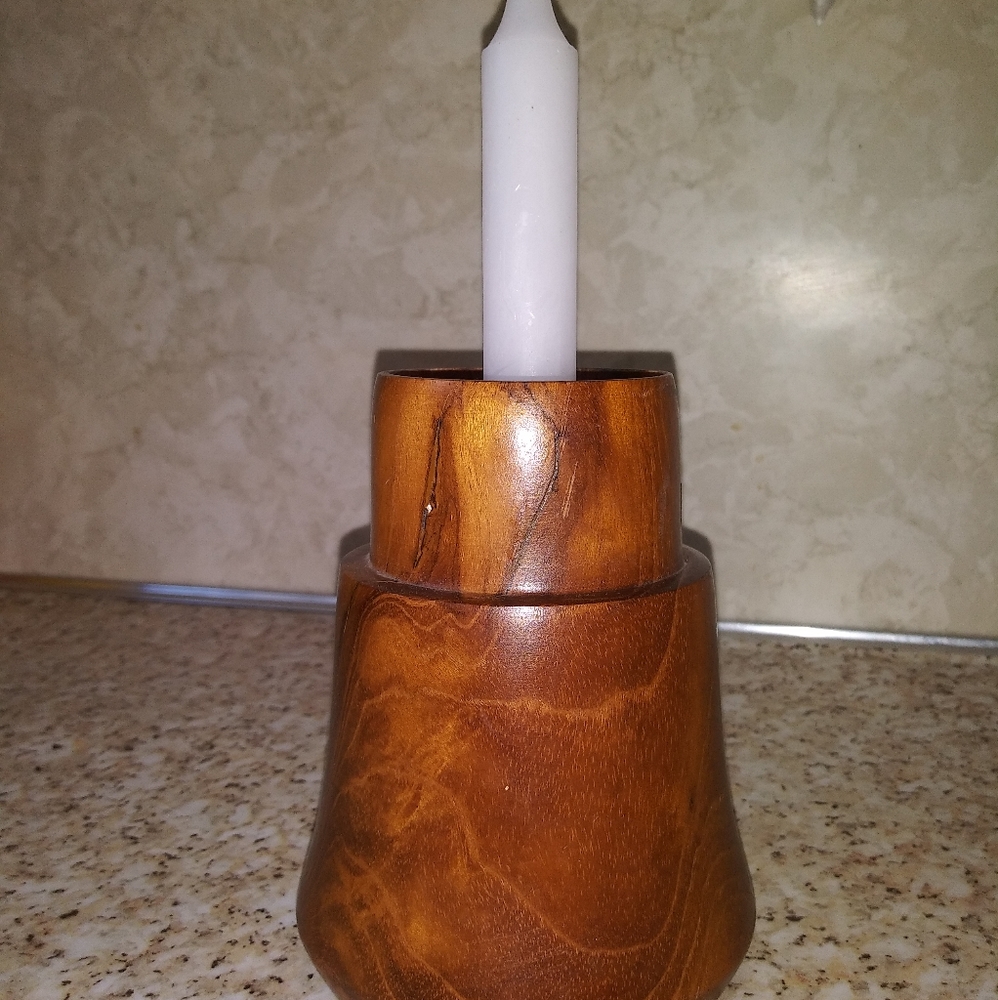 Vintage Mid Century Modern MCM Teak Candle Holder